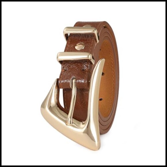 Fashion Leather Waist Belt with Gold Buckle for Jeans Pants main image 4